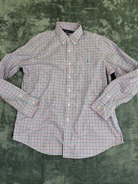 Ralph Lauren Mens XL Checkered Button-Up Shirt Long Sleeve Cotton